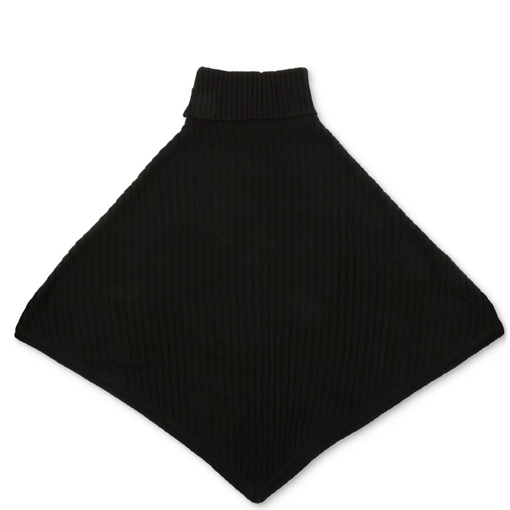 NWT Michael Kors Women's Black Wide-Rib Button Turtleneck Poncho - Picture 3 of 4